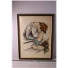 Image 1 : Framed Watercolour of Boy - 20" x 26"