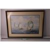 Image 1 : Framed Watercolour of Ocean Scene and Boats - 19" x 25"