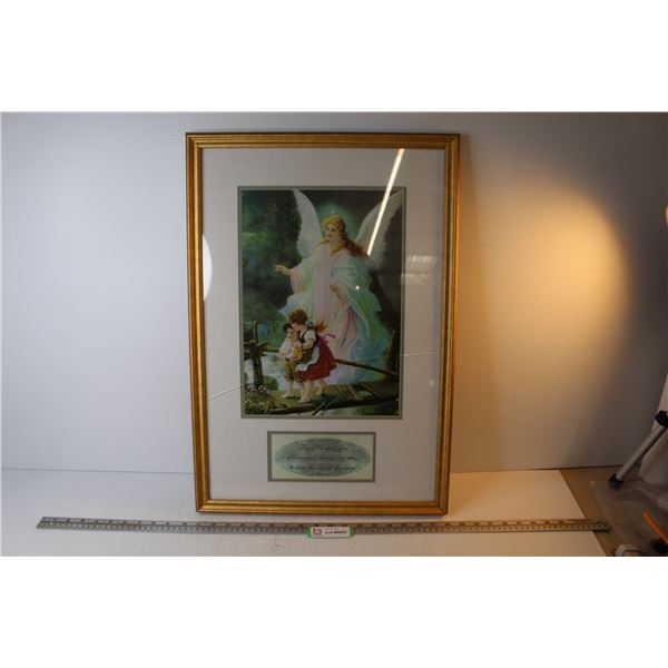 Framed Religious Picture (17 3/4" x 26"- cracked Glass)