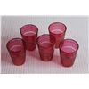 Image 2 : Vintage Red Glass Decanter with (5) Shot Glasses