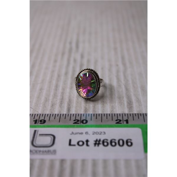 Sterling Silver and Mystic Topaz Ring - Size 9