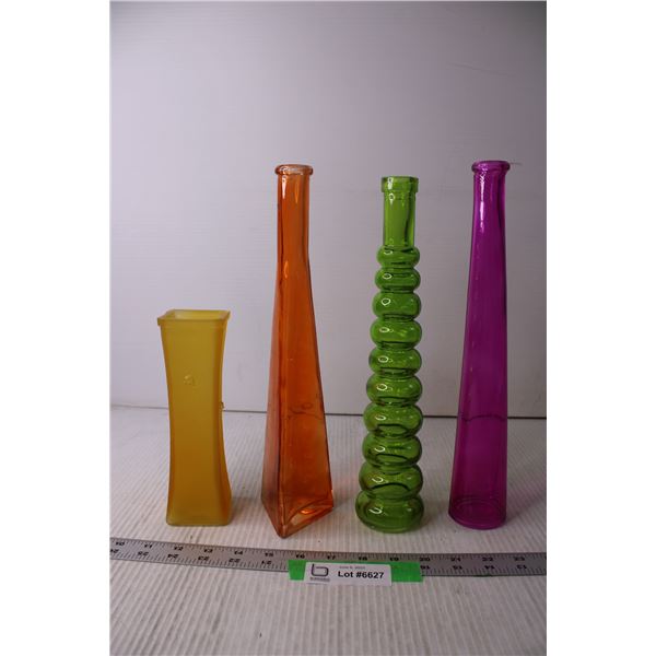 (4) Coloured Glass Vases