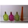 Image 1 : (3) Coloured Glass Jars and Vase