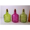 Image 3 : (3) Coloured Glass Jars and Vase
