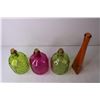 Image 4 : (3) Coloured Glass Jars and Vase