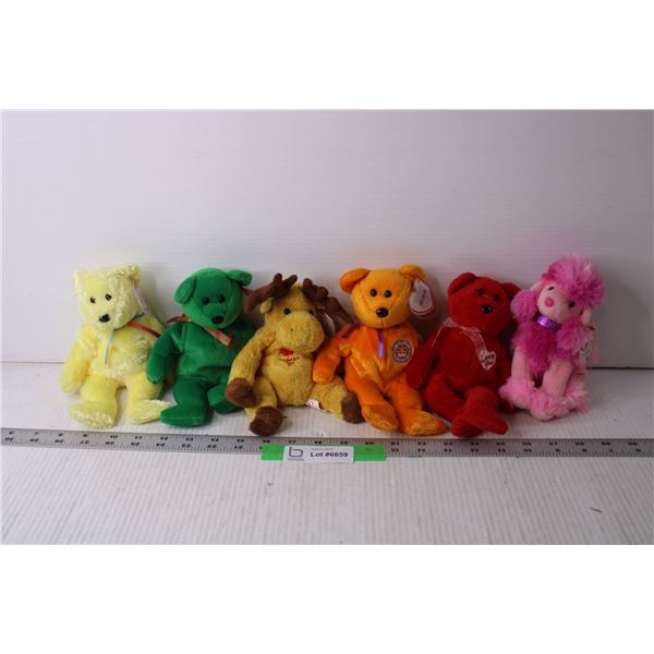 (6) Assorted Beanie Babies