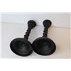 Image 3 : Black Satin Glass Candle Sticks
