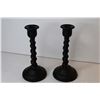 Image 4 : Black Satin Glass Candle Sticks