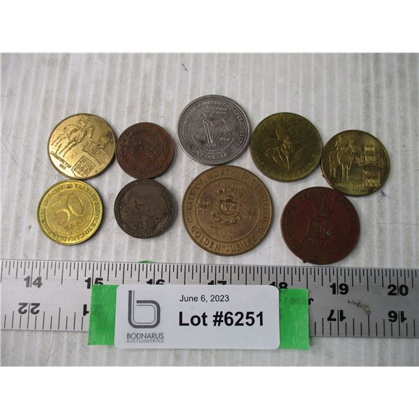 (9) Saskatchewan Tokens, Trade Dollars