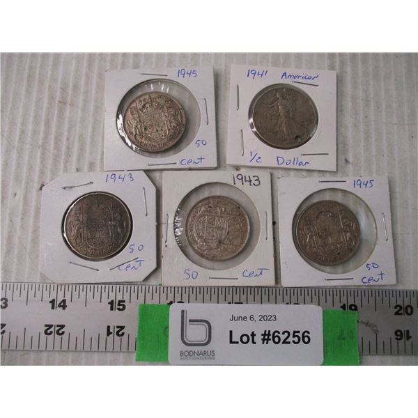 (5) 50c Coins 1940's