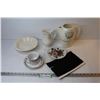 Image 1 : Tea Cup & Saucer - (2) Ceramic Pitchers - Misc. Items