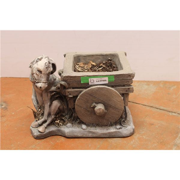 *Cement Horse and Cart Lawn Ornament (Heavy)