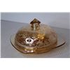 Image 2 : (2) Floral Gold Depression Butter Dishes w/ 1 Lid