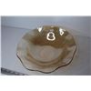 Image 2 : Floral Gold Depression Glass Ruffle Bowl (11.5")