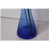 Image 3 : Blue Crackle Glass Vase + Blue Glass Oil Bottle and Vase
