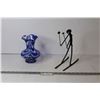 Image 1 : Art Glass Vase + Folk Art Skier