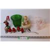Image 1 : Blown Glass Flower - Childs Music Ornament - RCMP Bear - Glass Vase/Jar - Misc. Items