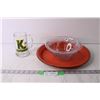 Image 1 : Enamel Plate, Glass Bowl and Mug