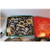 Image 2 : Container of Clips - Tin of Assorted Sockets - Lg Hook - Hand Tools - DeWalt Charger - Misc. Items