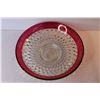 Image 2 : 13 1/2" Cut Glass Bowl w/Red Trim