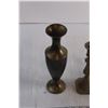 Image 3 : (3) Brass Candle Holders+ Brass Vase