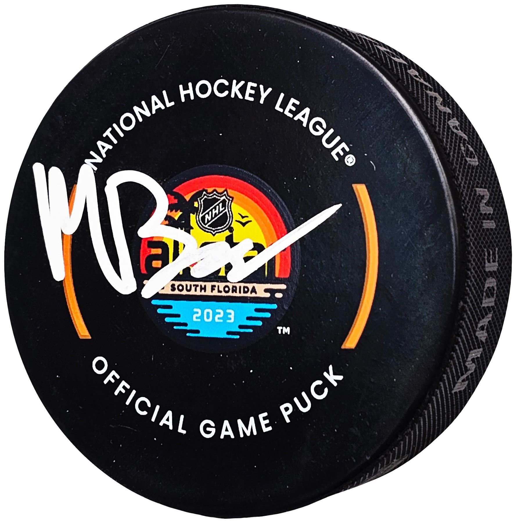 MATTY BENIERS SIGNED 2023 ALL STAR GAME PUCK (FANATICS COA)