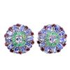 Image 1 : Natural Tanzanite Emerald Rhodolite Garnet Earrings