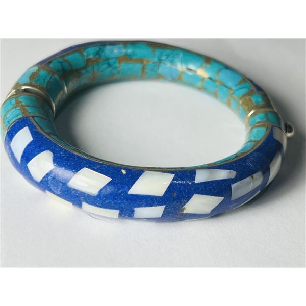 Natural Tibet Hand Made Lapis Lazuli & Turquoise Bangle