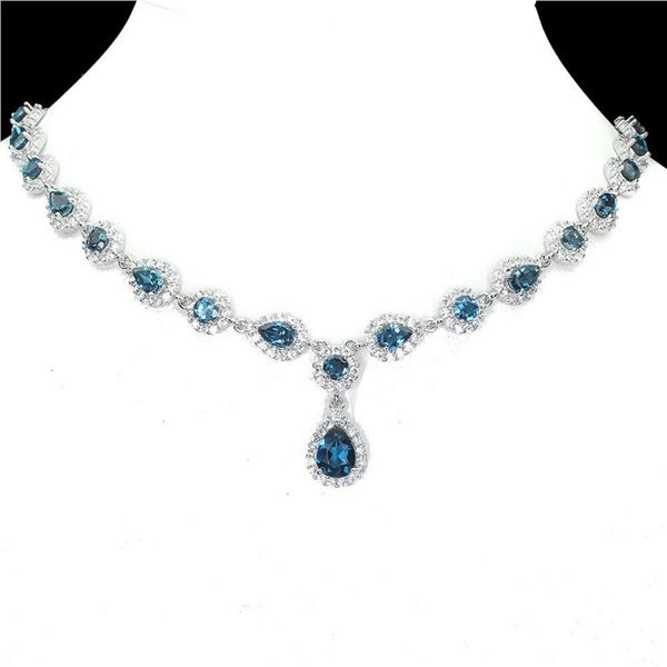 Natual London Blue Topaz Necklace