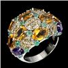 Image 2 : Natural Citrine Amethyst Emerald Sapphire Ring