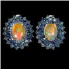 Image 1 : Natural Unheated Opal & Sapphire Earrings