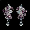 Image 1 : Natural Aquamarine Rhodolite Tanzanite Earrings