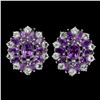 Image 1 : Natural  Purple Amethyst 8x6mm Aquamarine Earrings