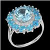 Image 1 : Natural  Blue Topaz & Paraiba Blue Apatite Ring
