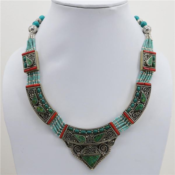 Tibet Natural Stone Tribal Queen Royal Necklace