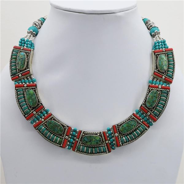 Tibet Natural Stone Tribal Queen Royal Necklace