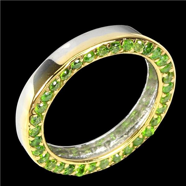 Natural Green Chrome Diopside Eternity Ring