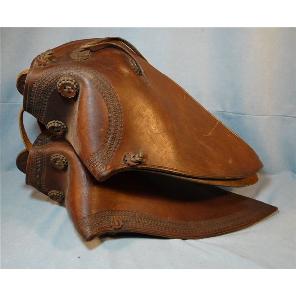 D. E. Walker, Visalia, CA tapaderos, border stamped, very good cond.