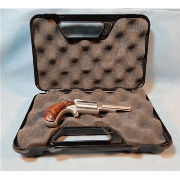 North American Arms 1860 Sheriff, model #NAA-1850-250C, .22 Mag., 21/2” conversion, 6 shot, carved e