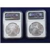 Image 2 : (2) 2022 Silver Eagles, both NGC MS 70