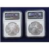 Image 2 : (2) 2022 Silver Eagles, both NGC MS 70