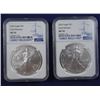 Image 1 : (2) 2022 Silver Eagles, both NGC MS 70