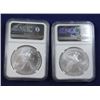 Image 2 : (2) 2022 Silver Eagles, both NGC MS 70