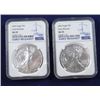 Image 1 : (2) 2022 Silver Eagles, both NGC MS 70