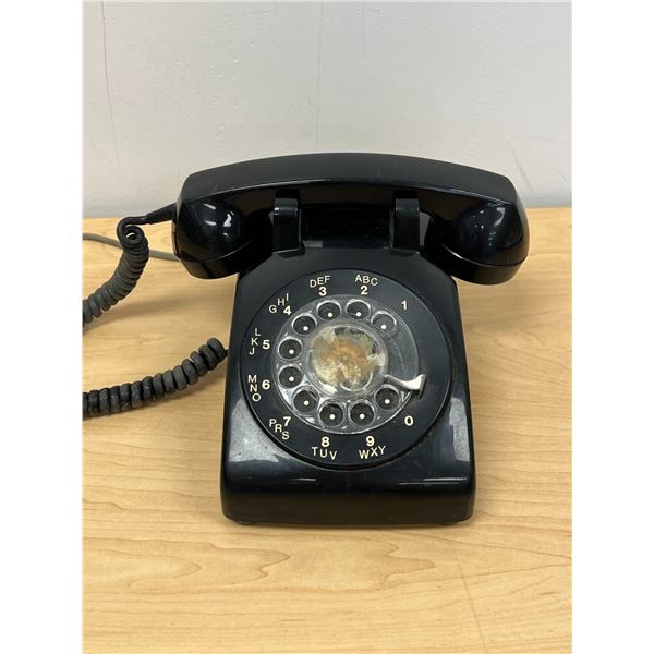 Vintage Black Rotary Dial Telephone Phone - dial spins nice - not tested, see photos