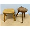 Image 1 : 2 Wooden Stools / Plant Stands (round one approx: 9"W 12.75"T)