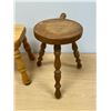Image 3 : 2 Wooden Stools / Plant Stands (round one approx: 9"W 12.75"T)