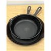 Image 3 : 3 Cast Iron Skillets / Fry Pans as pictured 6,8 & 10" see photos for condition