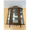 Image 1 : Vintage Wooden Mirror Back Wall Mount Display Unit (approx: 20.5x6" & 26"T)