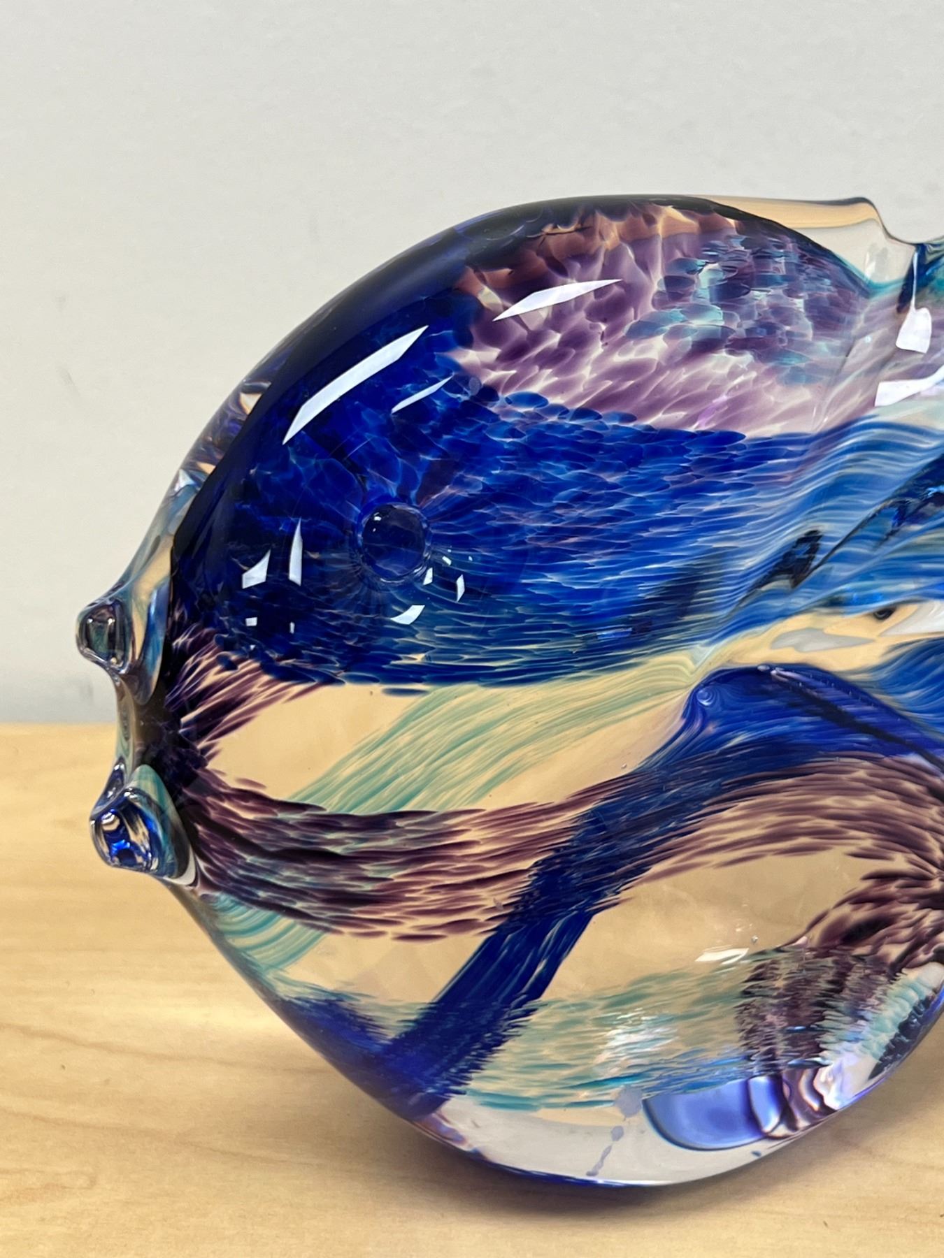 Signed Hot Island Glass Studio (Maui) Art Glass Fish Paperweight